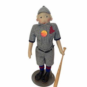Steiff Baseball Player plush teddy 18" Germany vtg
